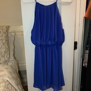 Windsor Royal Blue High Neckline Pleated Dress